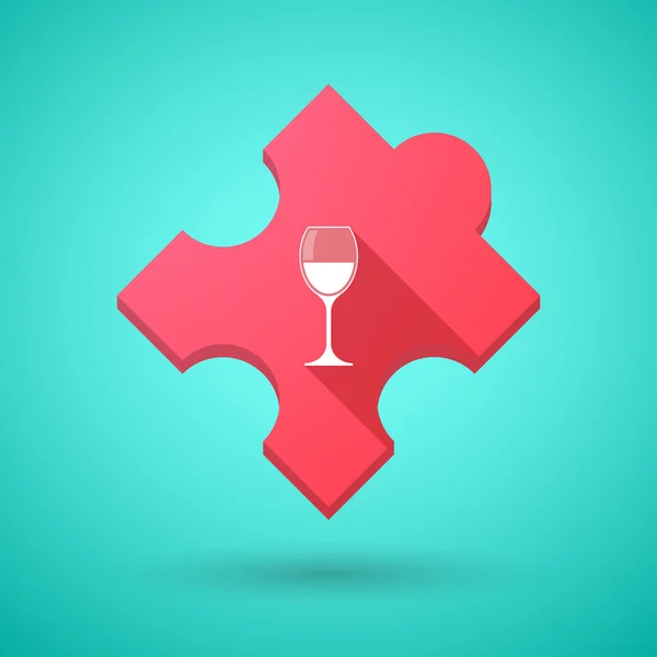 Långa skugga pussel ikonen med en kopp vin — Stock vektor