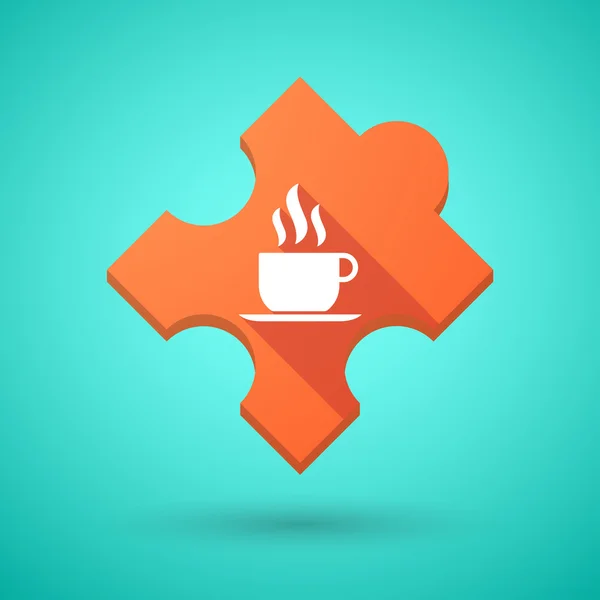Lange schaduw puzzel pictogram met een kopje koffie — Stockvector