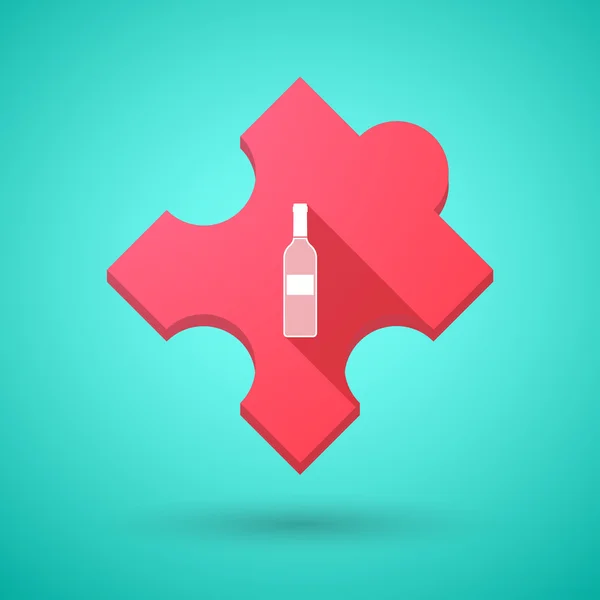 Långa skugga pussel ikon med en flaska vin — Stock vektor