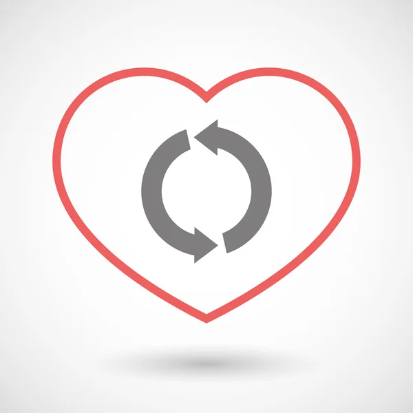 Linea icona del cuore con un segno rotondo riciclare — Vettoriale Stock