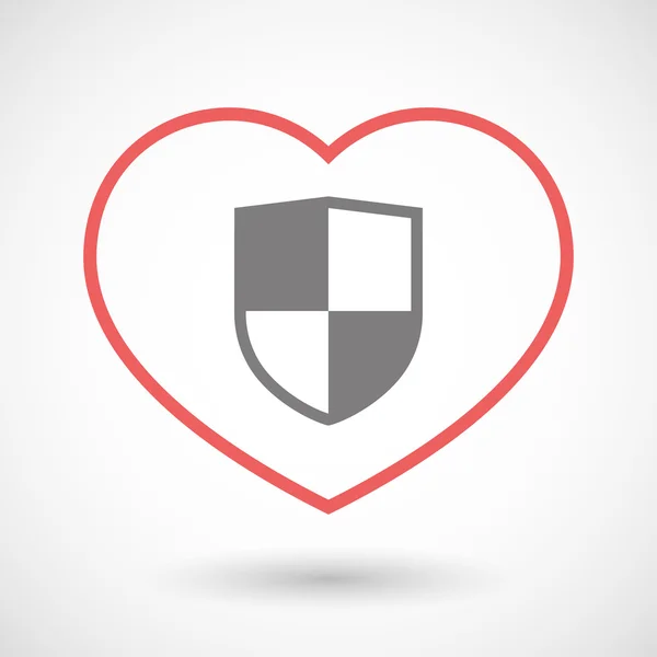 Line heart icon with a shield — Stock Vector