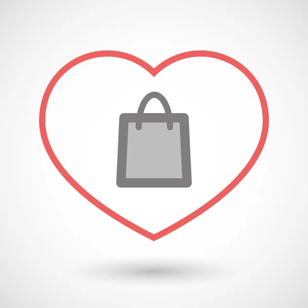 Línea de corazón icono con una bolsa de compras — Archivo Imágenes Vectoriales