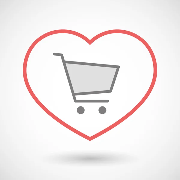 Line heart icon with a shopping cart — Stock Vector