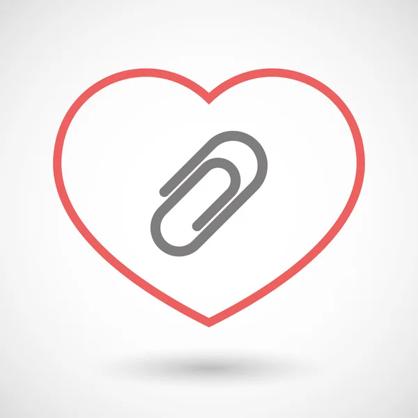 Línea de corazón icono con un clip — Vector de stock