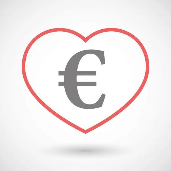 Line heart icon with an euro sign — Stock Vector