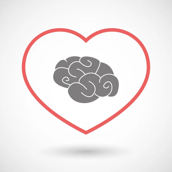 Línea de corazón icono con un cerebro — Vector de stock