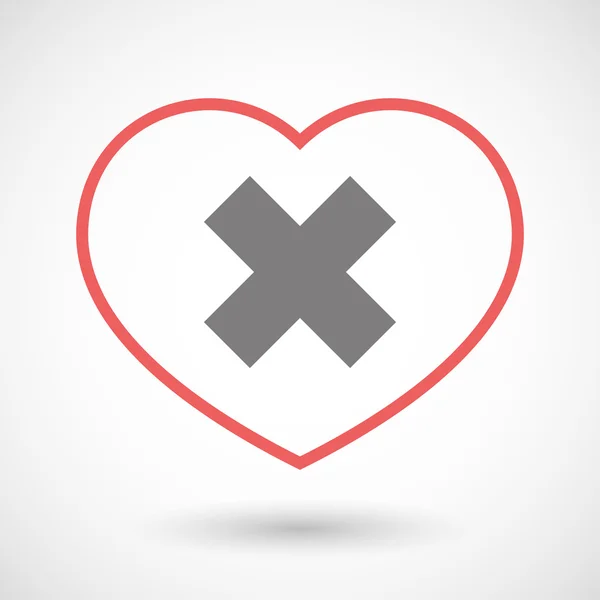 Hjärta ikon med en x-symbol — Stock vektor