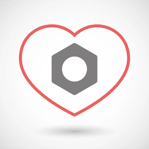 Ligne icône coeur avec une noix — Image vectorielle
