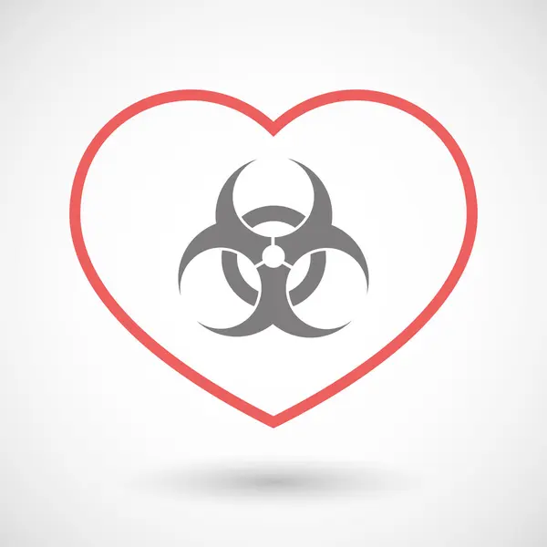 Zeile Herz-Symbol mit einem Biohazard-Zeichen — Stockvektor