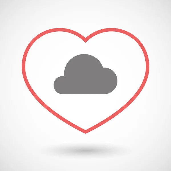 Ligne icône coeur avec un nuage — Image vectorielle