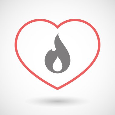 Satırı kalp simgesi ile bir alev