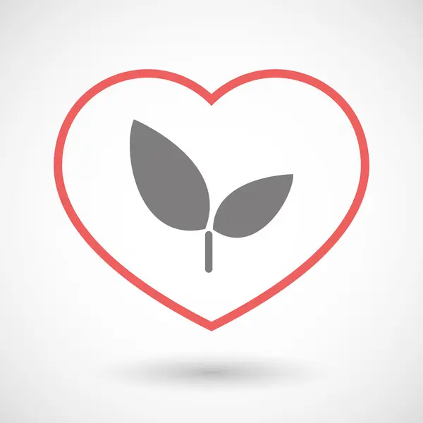 Lijn hart pictogram met een plant — Stockvector