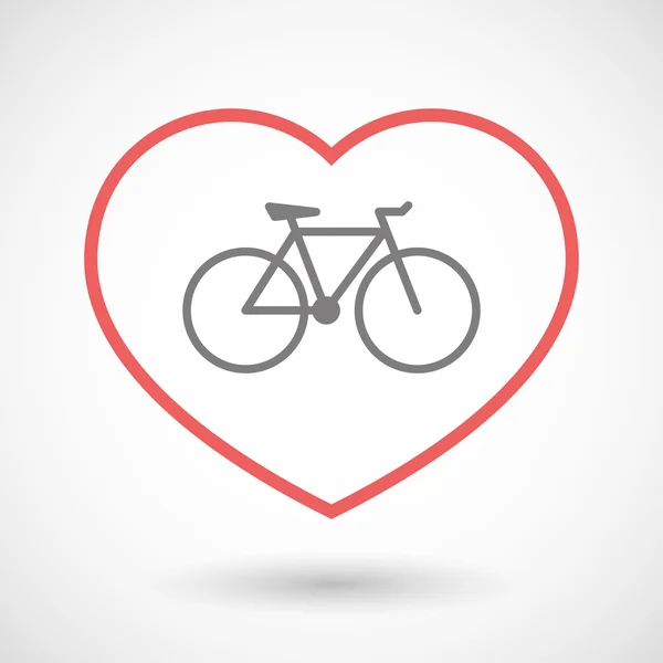 Line heart icon with a bicycle — Stock Vector