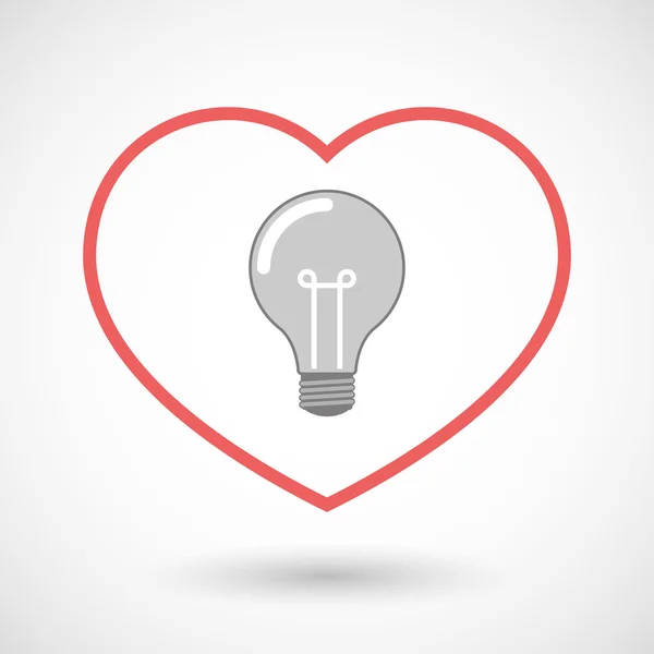 Hjärta ikon med en glödlampa — Stock vektor