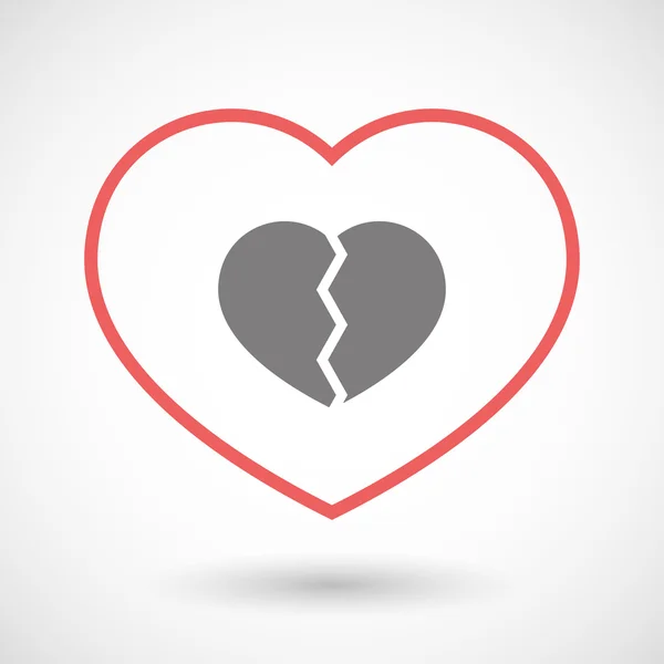 Line heart icon with a broken heart — Stock Vector