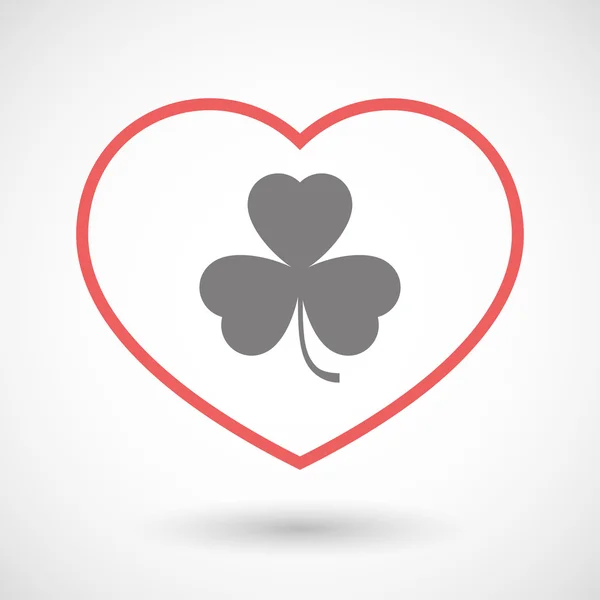 Line heart icon with a clover — Stock Vector