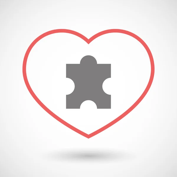 Line heart icon with a puzzle piece — Stock Vector