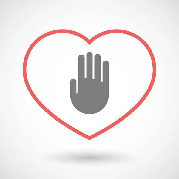 Línea de corazón icono con una mano — Vector de stock