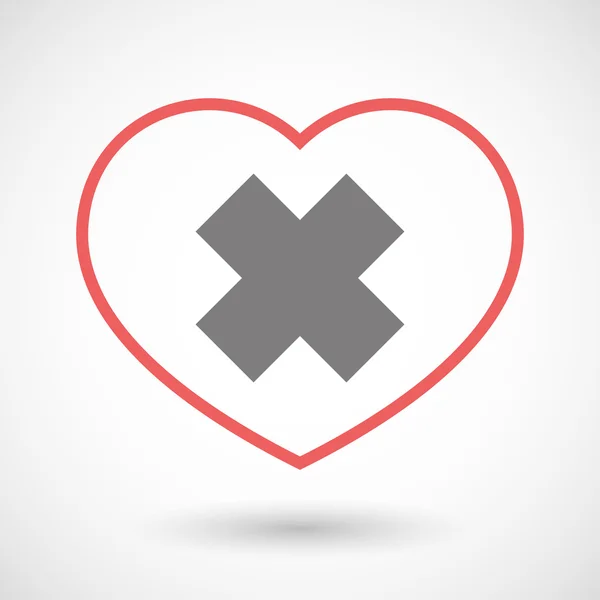 Line heart icon with an irritating substance sign — Stock Vector