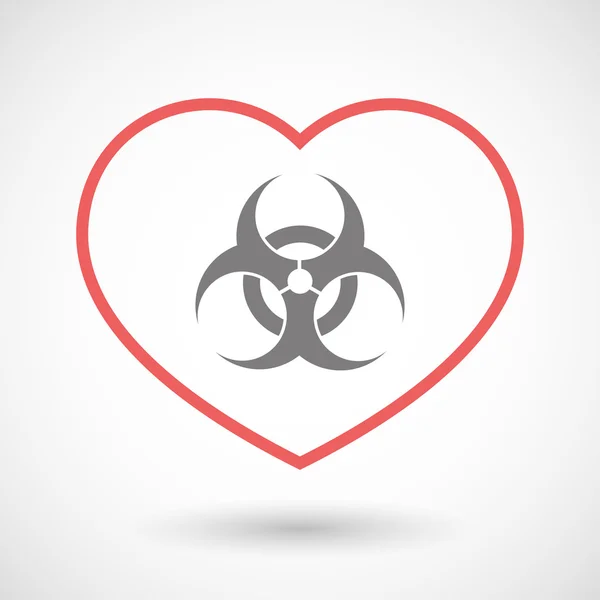 Zeile Herz-Symbol mit einem Biohazard-Zeichen — Stockvektor