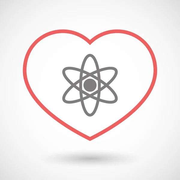 Line heart icon with an atom — Stock Vector