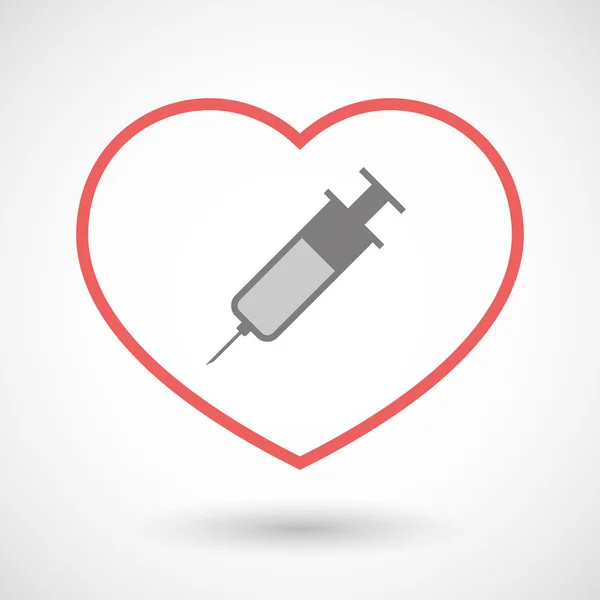 Line heart icon with a syringe — Stock Vector