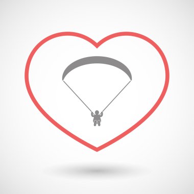 Line heart icon with a paraglider clipart