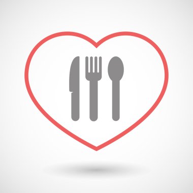 Satırı kalp simgesi ile çatal bıçak takımı
