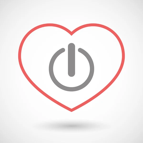 Linea icona del cuore con un pulsante off — Vettoriale Stock
