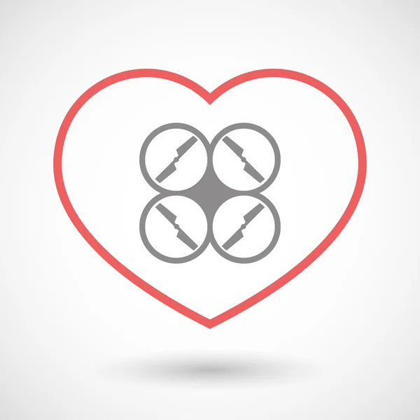 Hjärta ikon med en drönare — Stock vektor