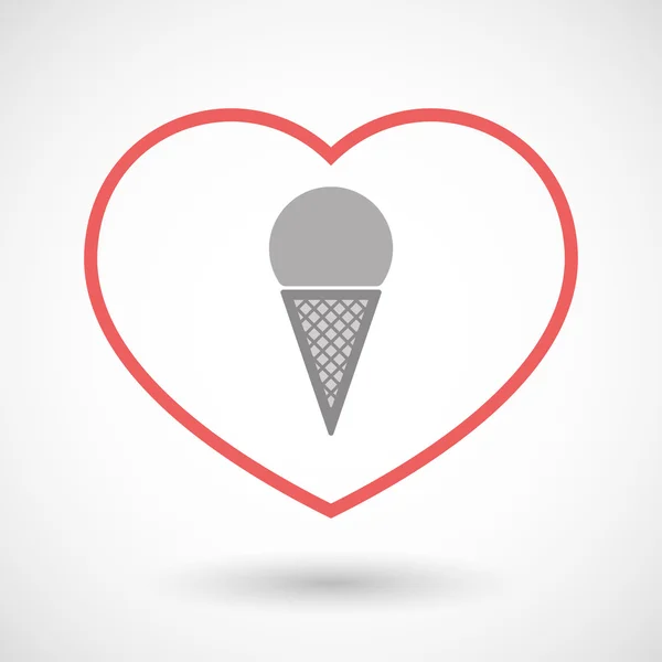 Line heart icon with a cone ice cream — Stock Vector