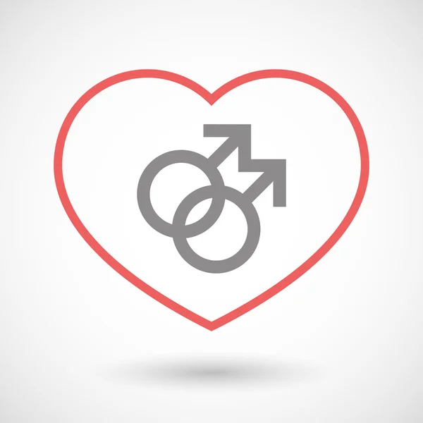 Line heart icon with a gay sign — Stock Vector