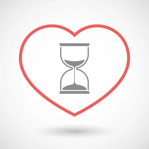 Ligne icône coeur avec une horloge de sable — Image vectorielle