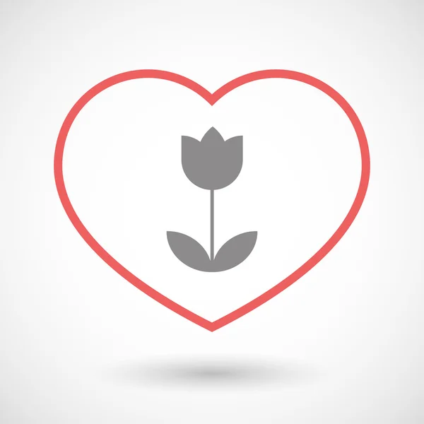 Lijn hart pictogram met een tulp — Stockvector
