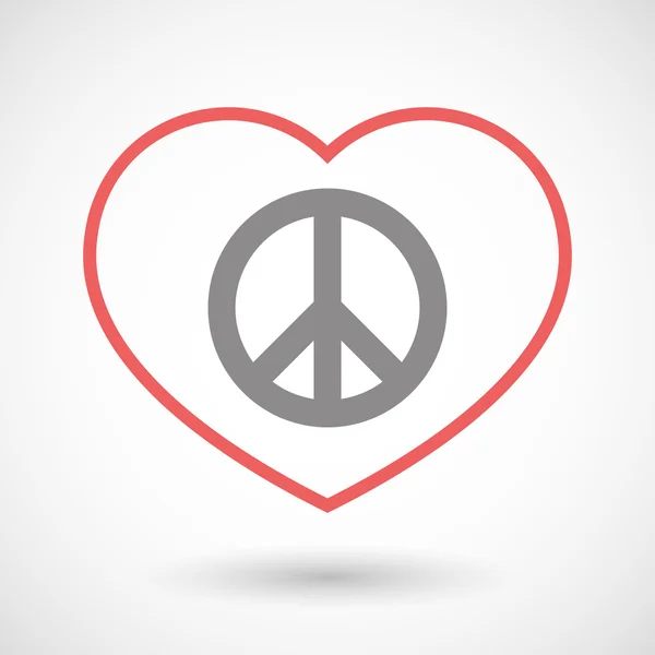 Line heart icon with a peace sign — Stock Vector