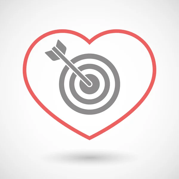 Line heart icon with a dart board — Stock Vector