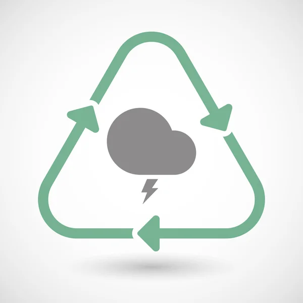 Lijntekeningen recycle teken pictogram met een stormachtige wolk — Stockvector