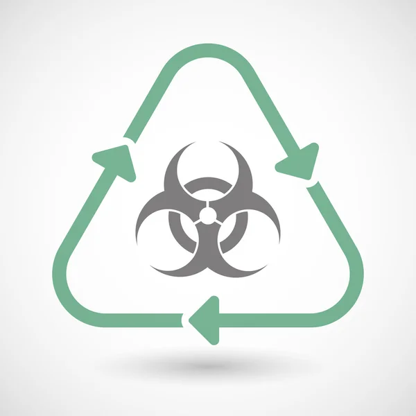 Line art recycle sign icon with a biohazard sign — Stock Vector