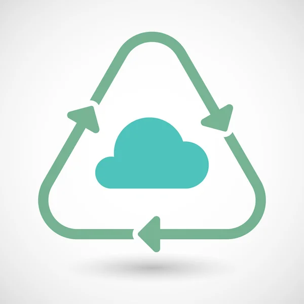 Lijntekeningen recycle teken pictogram met een wolk — Stockvector