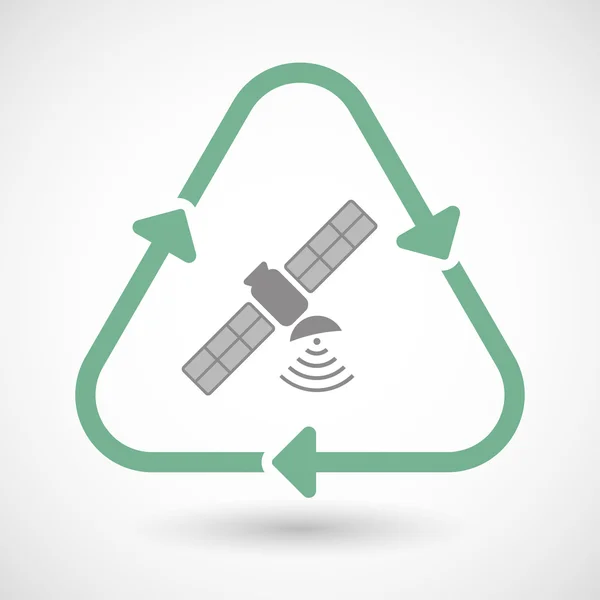 Ligne art recycler icône signe avec un satellite — Image vectorielle