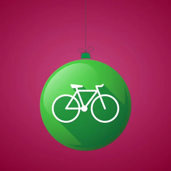 Długi cień ikona piłka Boże Narodzenie z rowerem — Wektor stockowy