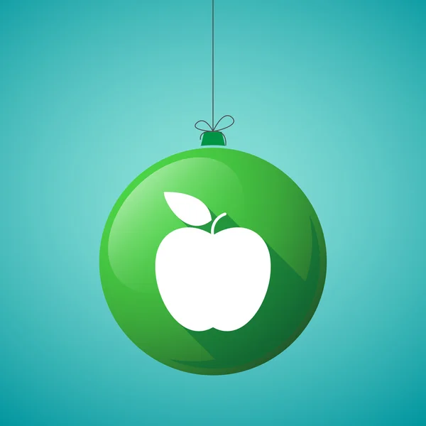 Lange schaduw Kerstmis bal pictogram met een apple — Stockvector
