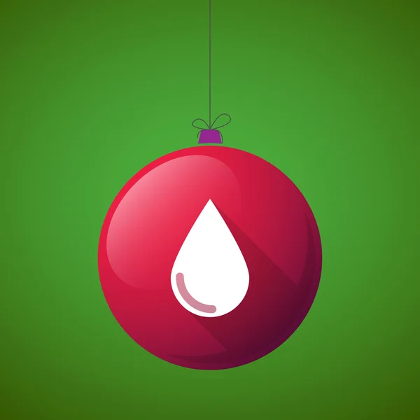 Longue ombre icône de boule de Noël avec une goutte de sang — Image vectorielle