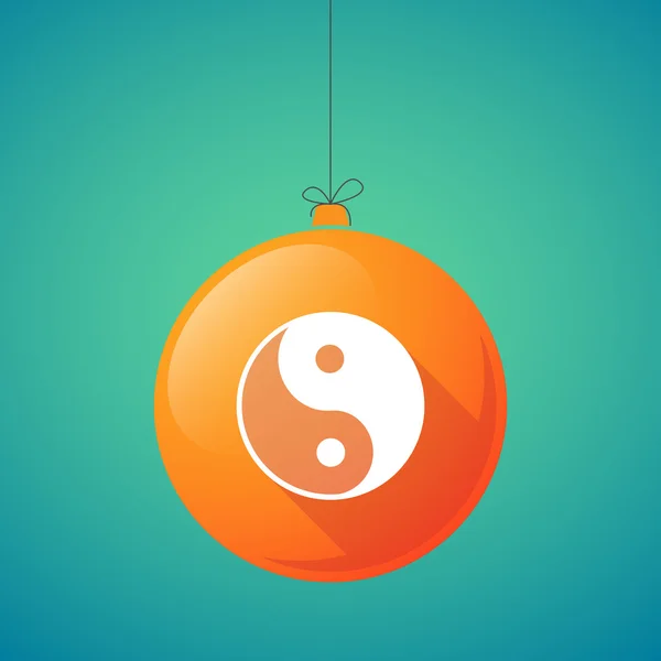 Lange schaduw Kerstmis bal pictogram met een ying yang — Stockvector