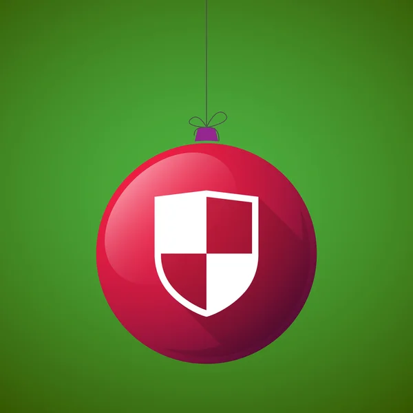 Longue icône de boule de Noël ombre avec un bouclier — Image vectorielle