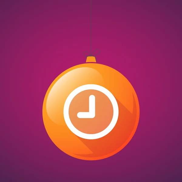 Uzun bir saat ile gölge Noel top simgesi — Stok Vektör