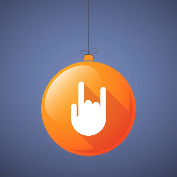 Lunga ombra icona della palla di Natale con una mano dondolante — Vettoriale Stock