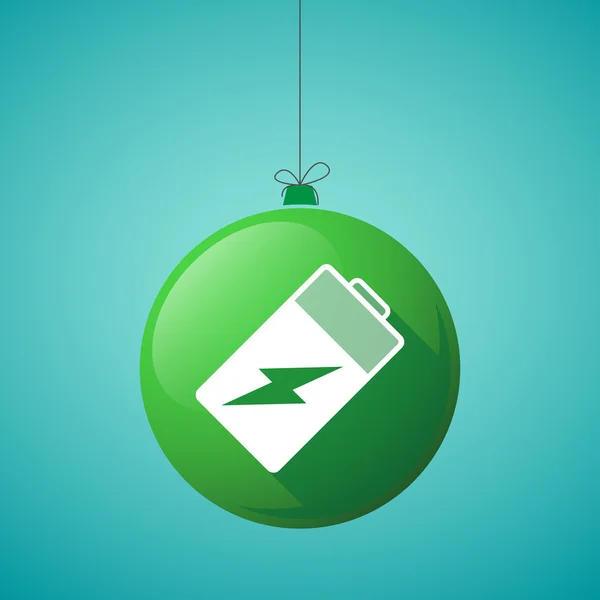 Icono de bola de Navidad sombra larga con una batería — Vector de stock