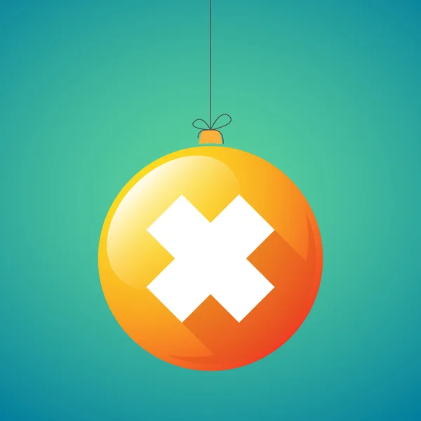 Hosszú árnyék karácsonyi labda ikon-val egy irritáló anyag sig — Stock Vector