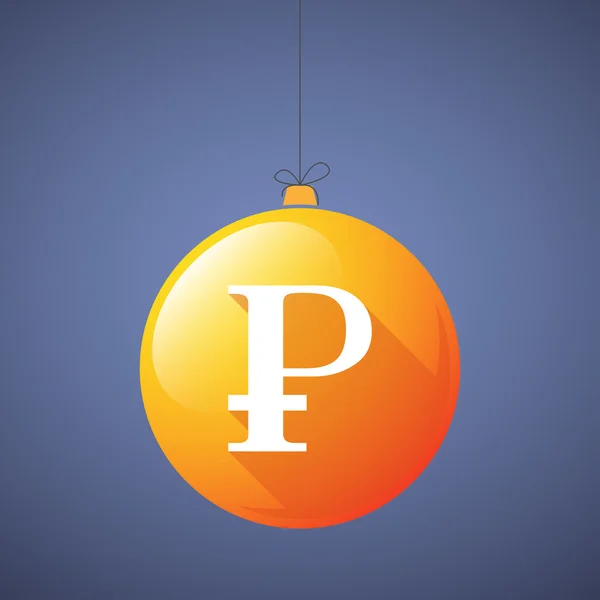 Longue ombre icône de boule de Noël avec un signe de rouble — Image vectorielle
